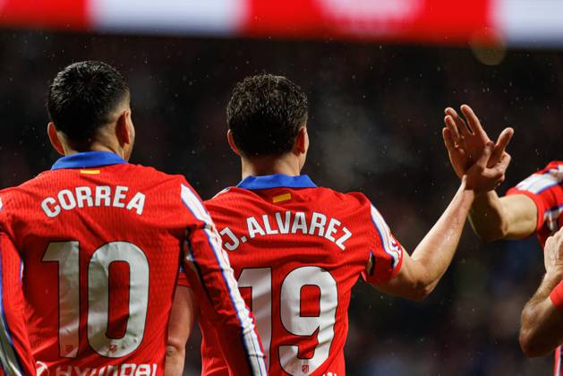 Julian Alvarez seen celebrating after scoring goal during LaLiga EA SPORTS game between teams of Atletico de Madrid and Athletic Club at Estadio Civitas Metropolitano (Maciej Rogowski) Madrid Estadio Civitas Metropolitano Spain Copyright: xMaciejxRogowskix atleticoathletic2425-237