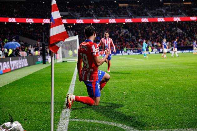 Julian Alvarez seen celebrating after scoring goal during LaLiga EA SPORTS game between teams of Atletico de Madrid and Athletic Club at Estadio Civitas Metropolitano (Maciej Rogowski) Madrid Estadio Civitas Metropolitano Spain Copyright: xMaciejxRogowskix atleticoathletic2425-247