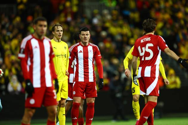 UEFA Europa leauge 2024 2025 Bodo Glimt Olympiakos Bodo 20250306 Olympiakos Giulian Biancone during the UEFA Europa leauge match between Bodo Glimt and Olympiakos at Aspmyra Stadium Photo Mats Torbergsen NTB Bodo Norge EDITORIAL USE ONLY RESTRICTED USE FOR BETTING COMPANIES Copyright: xMatsxTorbergsenx xNTBx