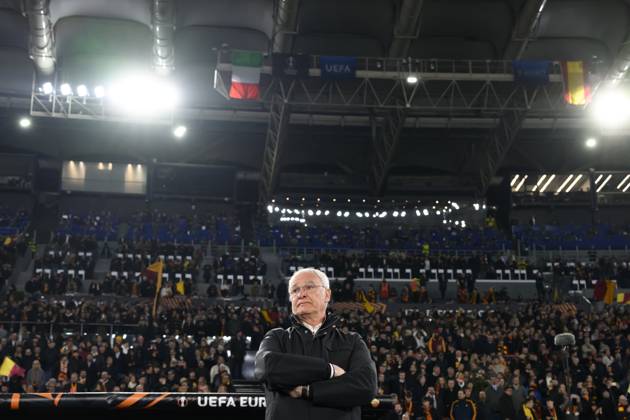Claudio Ranieri, head coach of AS Roma, looks on during the Europa League round of 16 football match between AS Roma and Athletic Club Bilbao at Olimpico stadium in Rome (Italy), March 6, 2025. AndreaxStaccioli