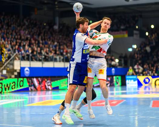 Malte Donker right back, ThSV Eisenach, 39 , Felix Claar left back, SC Magdeburg, 7 GER, ThSV Eisenach vs SC Magdeburg, Handball, Daikin 1 Handballbundesliga, 22 Matchday, Season 2024 2025, 08 03 2025 GER, ThSV Eisenach vs SC Magdeburg, Handball, Daikin 1 Handballbundesliga, 22 Matchday, Season 2024 2025, 08 03 2025 Eisenach Copyright: xEibner-Pressefoto MartinxHerbstx EP_MHT