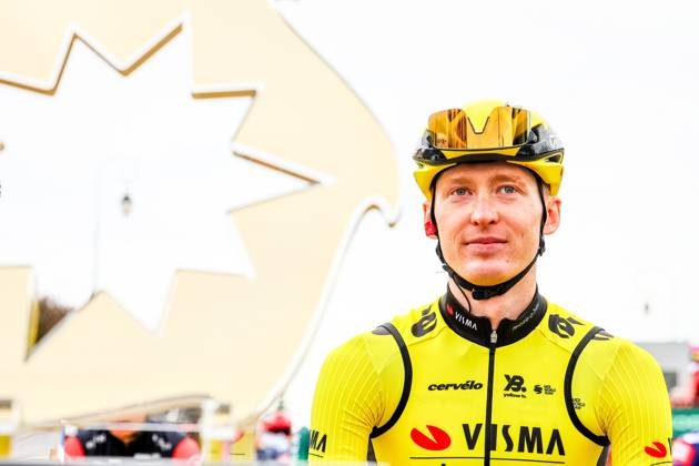 American Matteo Jorgenson of Team Visma-Lease a Bike pictured at the start of the first stage of 83th edition of the Paris-Nice cycling race, from and to Le Perray-en-Yvelines (156,5km), Sunday 09 March 2025. DAVIDxPINTENS x114551853x