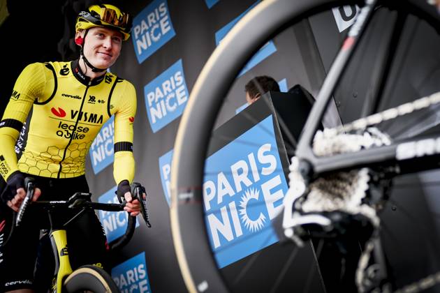 American Matteo Jorgenson of Team Visma-Lease a Bike pictured before the first stage of 83th edition of the Paris-Nice cycling race, from and to Le Perray-en-Yvelines (156,5km), Sunday 09 March 2025. DAVIDxPINTENS x114552892x