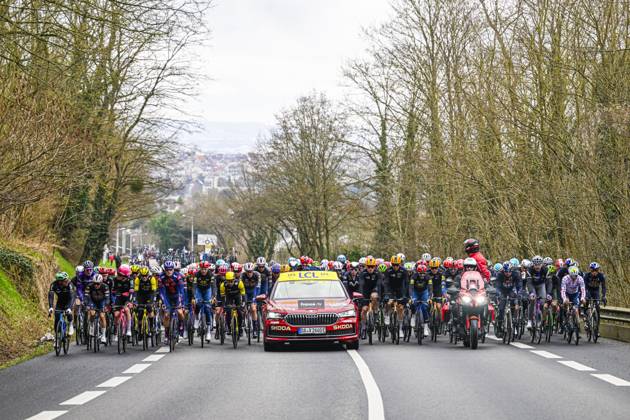 Paris - Nice 2025 - stage 2 BELLEGARDE, FRANCE - MARCH 10 : Illustration picture of the start of the race during stage 2 of the 83th edition of the Paris - Nice cycling race, a stage of 183,9km with start in Montesson and finish in Bellegarde on March 10, 2025 in Bellegarde, France, 10 03 2025 ( Motordriver Kenny Verfaillie - Bellegarde France  Copyright: xNicoxVereeckenx