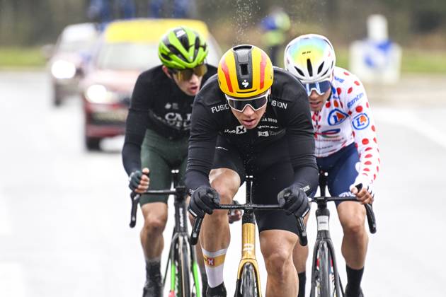 Paris - Nice 2025 - stage 2 BELLEGARDE, FRANCE - MARCH 10 : Abrahamsen Jonas (NOR) of Uno-X Mobility leading the escape pack during stage 2 of the 83th edition of the Paris - Nice cycling race, a stage of 183,9km with start in Montesson and finish in Bellegarde on March 10, 2025 in Bellegarde, France, 10 03 2025 ( Motordriver Kenny Verfaillie - Bellegarde France  Copyright: xNicoxVereeckenx