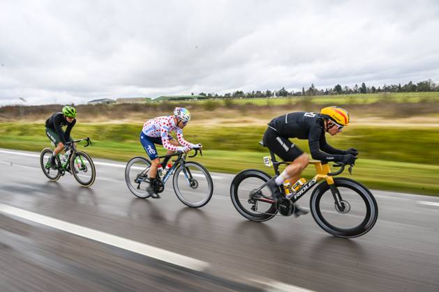 Paris - Nice 2025 - stage 2 BELLEGARDE, FRANCE - MARCH 10 : Fernandez Samuel (ESP) of Caja Rural - Seguros Rga, Abrahamsen Jonas (NOR) of Uno-X Mobility, Delettre Alexandre (FRA) of Team Totalenergies in the escape pack during stage 2 of the 83th edition of the Paris - Nice cycling race, a stage of 183,9km with start in Montesson and finish in Bellegarde on March 10, 2025 in Bellegarde, France, 10 03 2025 ( Motordriver Kenny Verfaillie - Bellegarde France  Copyright: xNicoxVereeckenx