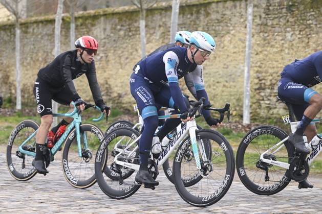 Paris - Nice 2025 - stage 2 BELLEGARDE, FRANCE - MARCH 10 : Govekar Matevz (SLO) of Bahrain - Victorious in action during stage 2 of the 83th edition of the Paris - Nice cycling race, a stage of 183,9km with start in Montesson and finish in Bellegarde on March 10, 2025 in Bellegarde, France, 10 03 2025 ( Motordriver Kenny Verfaillie - Bellegarde France  Copyright: xNicoxVereeckenx