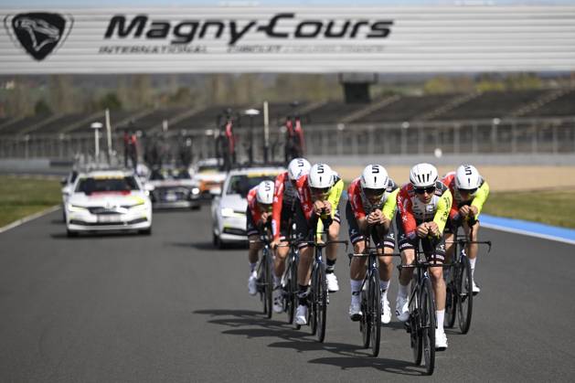 Paris - Nice 2025 - stage 3 NEVERS, FRANCE - MARCH 11 : training team Intermarche - Wanty during stage 3 of the 83th edition of the Paris - Nice cycling race, a team time-trail stage of 28,4km with start on the Circuit Magny-Cours and finish in Nevers on March 11, 2025 in Nevers, France, 11 03 2025 ( Motordriver Kenny Verfaillie - Nevers France  Copyright: xNicoxVereeckenx