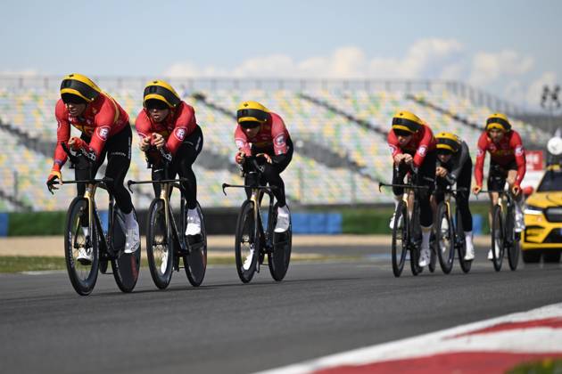 Paris - Nice 2025 - stage 3 NEVERS, FRANCE - MARCH 11 : training team Uno-X during stage 3 of the 83th edition of the Paris - Nice cycling race, a team time-trail stage of 28,4km with start on the Circuit Magny-Cours and finish in Nevers on March 11, 2025 in Nevers, France, 11 03 2025 ( Motordriver Kenny Verfaillie - Nevers France  Copyright: xNicoxVereeckenx