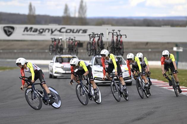 Paris - Nice 2025 - stage 3 NEVERS, FRANCE - MARCH 11 : team Intermarche - Wanty during stage 3 of the 83th edition of the Paris - Nice cycling race, a team time-trail stage of 28,4km with start on the Circuit Magny-Cours and finish in Nevers on March 11, 2025 in Nevers, France, 11 03 2025 ( Motordriver Kenny Verfaillie - Nevers France  Copyright: xNicoxVereeckenx