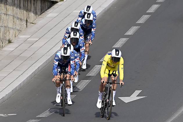Paris - Nice 2025 - stage 3 NEVERS, FRANCE - MARCH 11 : Merlier Tim (BEL) of Soudal Quick-Step and team Soudal - Quick Step during stage 3 of the 83th edition of the Paris - Nice cycling race, a team time-trail stage of 28,4km with start on the Circuit Magny-Cours and finish in Nevers on March 11, 2025 in Nevers, France, 11 03 2025 ( Motordriver Kenny Verfaillie - Nevers France  Copyright: xNicoxVereeckenx