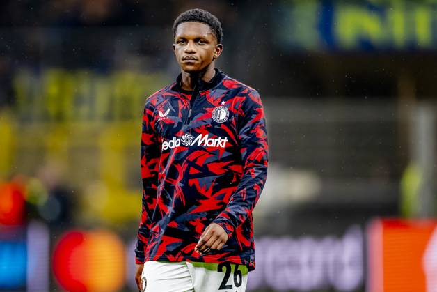 Feyenoord Rotterdam midfielder Givairo Read during the match Inter Feyenoord at the San Siro Stadium for the UEFA Champions League Round of 16 2st leg season 2024 2025 in MILAN, Italia on 11 march 2025, photo by Marcel van Dorst EYE4images DeFodi Images