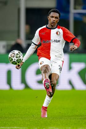 Feyenoord Rotterdam midfielder Givairo Read during the match Inter Feyenoord at the San Siro Stadium for the UEFA Champions League Round of 16 2st leg season 2024 2025 in MILAN, Italia on 11 march 2025, photo by Marcel van Dorst EYE4images DeFodi Images