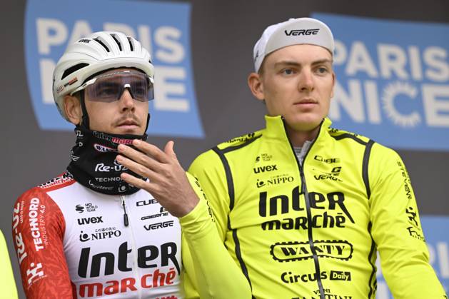 Paris - Nice 2025 - stage 4 LA LOGE DES GARDES, FRANCE - MARCH 12 : Smith Dion (NZL) of Intermarche - Wanty, Zimmermann Georg (GER) of Intermarche - Wanty during stage 4 of the 83th edition of the Paris - Nice cycling race, a stage of 163,4km with start in Vichy and finish in La Loge Des Gardes on March 12, 2025 in La Loge Des Gardes, France, 12 03 2025 ( Motordriver Kenny Verfaillie - La Loge Des Gardes France  Copyright: xNicoxVereeckenx
