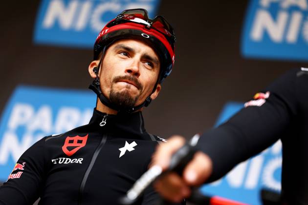 French Julian Alaphilippe of Tudor Pro Cycling Team pictured at the start of stage four of the 83th edition of the Paris-Nice cycling race, 163,4km from Vichy to La Loge des Gardes, France, Wednesday 12 March 2025. DAVIDxPINTENS  x114740895x