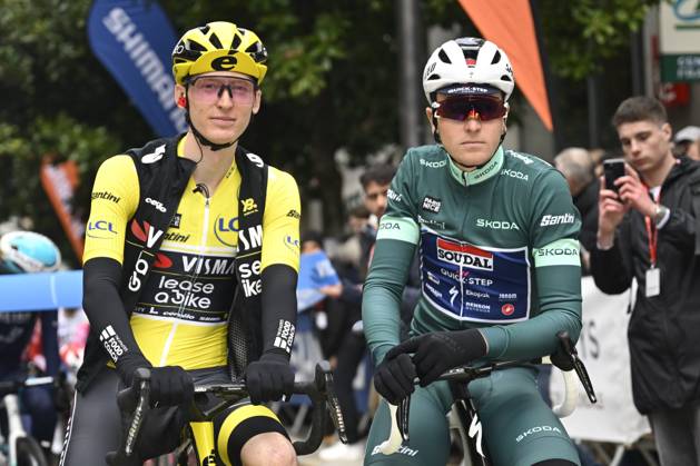 Paris - Nice 2025 - stage 4 LA LOGE DES GARDES, FRANCE - MARCH 12 : Jorgenson Matteo (USA) of Team Visma Lease A Bike and Merlier Tim (BEL) of Soudal Quick-Step during stage 4 of the 83th edition of the Paris - Nice cycling race, a stage of 163,4km with start in Vichy and finish in La Loge Des Gardes on March 12, 2025 in La Loge Des Gardes, France, 12 03 2025 ( Motordriver Kenny Verfaillie - La Loge Des Gardes France  Copyright: xNicoxVereeckenx