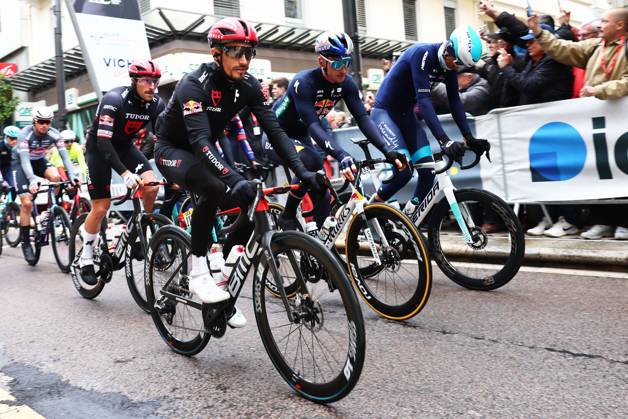 French Julian Alaphilippe of Tudor Pro Cycling Team pictured at the start of stage four of the 83th edition of the Paris-Nice cycling race, 163,4km from Vichy to La Loge des Gardes, France, Wednesday 12 March 2025. DAVIDxPINTENS  x114749128x