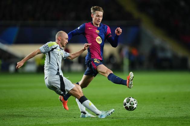 ESP: FC Barcelona, Barca - SL Benfica. UEFA Champions League match. Round of 16 Frenkie de Jong of FC Barcelona during the UEFA Champions League match, Round of 16, between FC Barcelona and Benfica played at Lluis Companys Stadium on March 11 2025 in Barcelona Spain. kpng Copyright: xSergioxRuizx xImagox PS_240311_BAR_BEN_1491