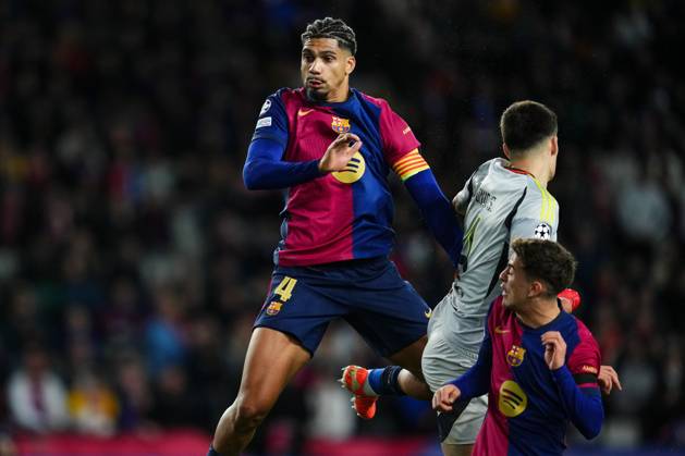 ESP: FC Barcelona, Barca - SL Benfica. UEFA Champions League match. Round of 16 Ronald Araujo of FC Barcelona during the UEFA Champions League match, Round of 16, between FC Barcelona and Benfica played at Lluis Companys Stadium on March 11 2025 in Barcelona Spain. kpng Copyright: xSergioxRuizx xImagox PS_240311_BAR_BEN_1564