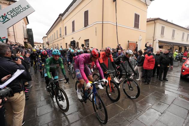 Start of the race during the 60th Tirreno - Adriatico 2025, Stage 4 from Norcia to Trasacco - on March 13, 2025 in Norcia, Umbria, Italy.  Copyright: xMassimoxPaolone LaPressex