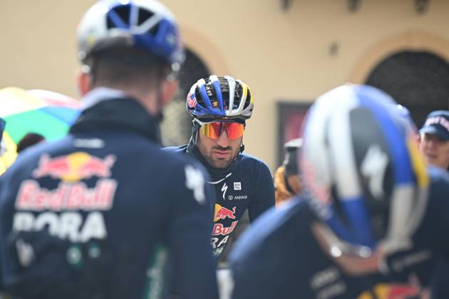 13-03-2025 Tirreno - Adriatico; Tappa 04 Norcia - Trasacco; 2025, Red Bull - Bora Hansgrohe; Moscon, Gianni; Norcia; 
