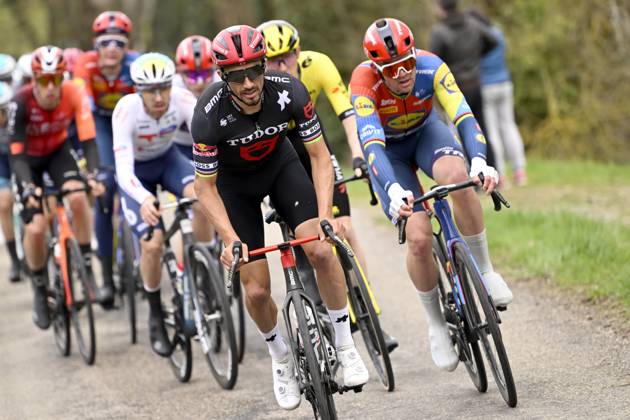 Paris - Nice 2025 - stage 5 LA COTE-SAINT-ANDRE, FRANCE - MARCH 13 : Alaphilippe Julian (FRA) of Tudor Pro Cycling Team, Pedersen Mads (DEN) of Lidl - Trek during stage 5 of the 83th edition of the Paris - Nice cycling race, a stage of 196,5km with start in Saint-Just-en-Chevalet and finish in La Cote-Saint-Andre on March 13, 2025 in La Cote-Saint-Andre, France, 13 03 2025 ( Motordriver Kenny Verfaillie - La Cote-Saint-Andre France  Copyright: xNicoxVereeckenx