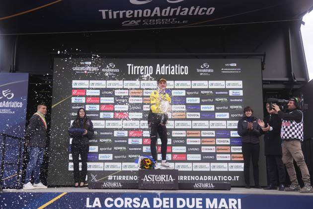 Kooij Olav of Team Visma Lease A Bike the winner of the stage during the 60th Tirreno - Adriatico 2025, Stage 4 from Norcia to Trasacco - on March 13, 2025 in Norcia, Umbria, Italy.  Copyright: xFabioxFerrari LaPressex