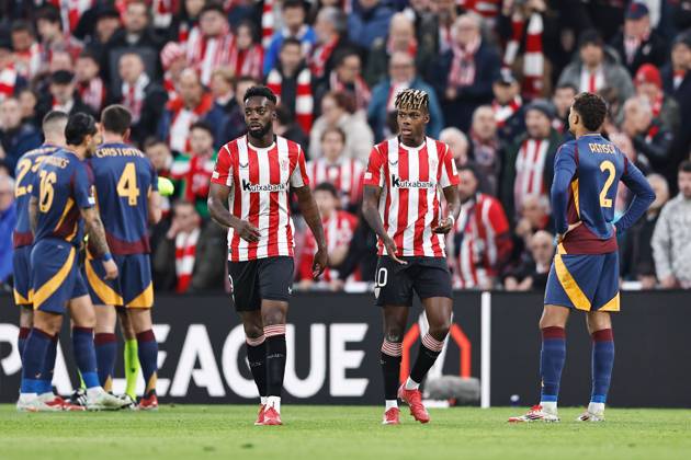 (L-R) Inaki Williams, Nico Williams (Bilbao), MARCH 13, 2025 - Football Soccer : UEFA Europa League Round of 16 2nd leg match between Athletic Club de Bilbao 3-1 AS Roma at the Estadio San Mames in Bilbao, Spain. Noxthirdxpartyxsales  (284703737)