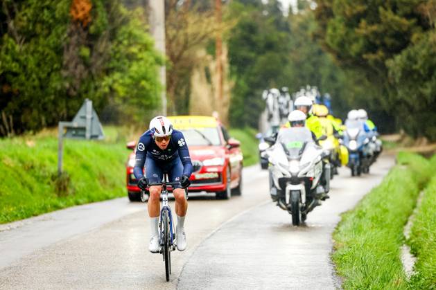 French Remi Cavagna of Groupama-FDJ pictured in action during stage six of the 83th edition of the Paris-Nice cycling race, 209,8 km from Saint-Julien-en-Saint-Alban to Berre l Etang, France, Friday 14 March 2025. DAVIDxPINTENS  x114936698x