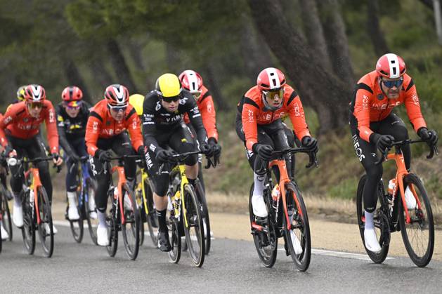 Paris - Nice 2025 - stage 6 BERRE L ETANG, FRANCE - MARCH 14 : Foss Tobias (NOR) of Ineos Grenadiers leading the escape pack during stage 6 of the 83th edition of the Paris - Nice cycling race, a stage of 209,8km with start in Saint-Julien-en-Saint-Alban and finish in Berre L Etang on March 14, 2025 in Berre L Etang, France, 14 03 2025 ( Motordriver Kenny Verfaillie - Berre L Etang France Copyright: xNicoxVereeckenx