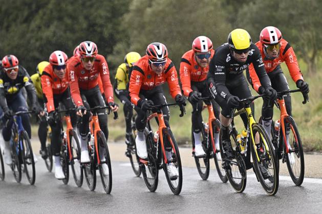 Paris - Nice 2025 - stage 6 BERRE L ETANG, FRANCE - MARCH 14 : Hagenes Per Strand (NOR) of Team Visma Lease A Bike and Foss Tobias (NOR) of Ineos Grenadiers leading the escape pack during stage 6 of the 83th edition of the Paris - Nice cycling race, a stage of 209,8km with start in Saint-Julien-en-Saint-Alban and finish in Berre L Etang on March 14, 2025 in Berre L Etang, France, 14 03 2025 ( Motordriver Kenny Verfaillie - Berre L Etang France Copyright: xNicoxVereeckenx