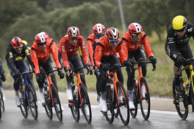 Paris - Nice 2025 - stage 6 BERRE L ETANG, FRANCE - MARCH 14 : Sheffield Magnus (USA) of Ineos Grenadiers and his teammates leading the escape pack during stage 6 of the 83th edition of the Paris - Nice cycling race, a stage of 209,8km with start in Saint-Julien-en-Saint-Alban and finish in Berre L Etang on March 14, 2025 in Berre L Etang, France, 14 03 2025 ( Motordriver Kenny Verfaillie - Berre L Etang France Copyright: xNicoxVereeckenx