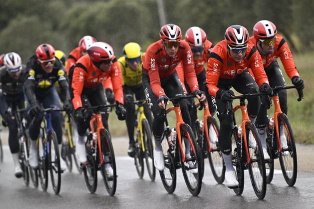 Paris - Nice 2025 - stage 6 BERRE L ETANG, FRANCE - MARCH 14 : Sheffield Magnus (USA) of Ineos Grenadiers and his teammates leading the escape pack during stage 6 of the 83th edition of the Paris - Nice cycling race, a stage of 209,8km with start in Saint-Julien-en-Saint-Alban and finish in Berre L Etang on March 14, 2025 in Berre L Etang, France, 14 03 2025 ( Motordriver Kenny Verfaillie - Berre L Etang France Copyright: xNicoxVereeckenx
