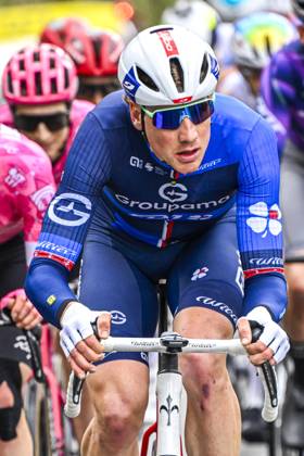 Paris - Nice 2025 - stage 7 AURON, FRANCE - MARCH 15 : Kung Stefan (SUI) of Groupama - Fdj leading the escape pack during stage 7 of the 83th edition of the Paris - Nice cycling race, a stage of 109,3km with start in Nice and finish at Auron on March 15, 2025 in Auron, France, 15 03 2025 ( Motordriver Kenny Verfaillie - Auron France Copyright: xNicoxVereeckenx
