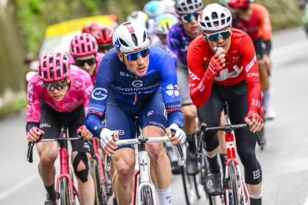 Paris - Nice 2025 - stage 7 AURON, FRANCE - MARCH 15 : Kung Stefan (SUI) of Groupama - Fdj leading the escape pack during stage 7 of the 83th edition of the Paris - Nice cycling race, a stage of 109,3km with start in Nice and finish at Auron on March 15, 2025 in Auron, France, 15 03 2025 ( Motordriver Kenny Verfaillie - Auron France Copyright: xNicoxVereeckenx