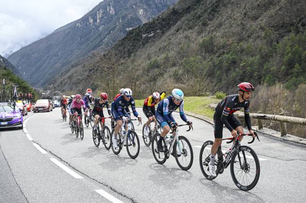 Paris - Nice 2025 - stage 7 AURON, FRANCE - MARCH 15 : Kung Stefan (SUI) of Groupama - Fdj, Wright Fred (GBR) of Bahrain - Victorious, Alaphilippe Julian (FRA) of Tudor Pro Cycling Team in the escape pack during stage 7 of the 83th edition of the Paris - Nice cycling race, a stage of 109,3km with start in Nice and finish at Auron on March 15, 2025 in Auron, France, 15 03 2025 ( Motordriver Kenny Verfaillie - Auron France Copyright: xNicoxVereeckenx