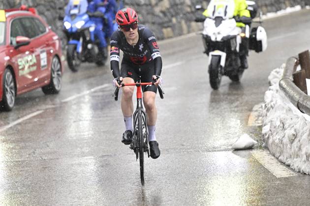 Paris - Nice 2025 - stage 7 AURON, FRANCE - MARCH 15 : Storer Michael (AUS) of Tudor Pro Cycling Team in action during stage 7 of the 83th edition of the Paris - Nice cycling race, a stage of 109,3km with start in Nice and finish at Auron on March 15, 2025 in Auron, France, 15 03 2025 ( Motordriver Kenny Verfaillie - Auron France  Copyright: xNicoxVereeckenx