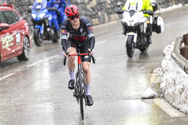 Paris - Nice 2025 - stage 7 AURON, FRANCE - MARCH 15 : Storer Michael (AUS) of Tudor Pro Cycling Team in action during stage 7 of the 83th edition of the Paris - Nice cycling race, a stage of 109,3km with start in Nice and finish at Auron on March 15, 2025 in Auron, France, 15 03 2025 ( Motordriver Kenny Verfaillie - Auron France  Copyright: xNicoxVereeckenx