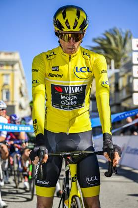 Paris - Nice 2025 - stage 8 NICE, FRANCE - MARCH 16 : Jorgenson Matteo (USA) of Team Visma Lease A Bike at the start line during stage 8 and final stage of the 83th edition of the Paris - Nice cycling race, a stage of 119,9km with start and finish in Nice on March 16, 2025 in Nice, France, 16 03 2025 ( Motordriver Kenny Verfaillie - Nice France  Copyright: xNicoxVereeckenx