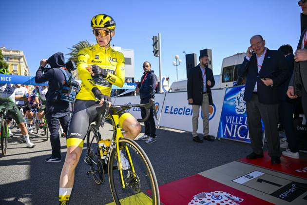 Paris - Nice 2025 - stage 8 NICE, FRANCE - MARCH 16 : Jorgenson Matteo (USA) of Team Visma Lease A Bike and Albert II, Prince of Monaco during stage 8 and final stage of the 83th edition of the Paris - Nice cycling race, a stage of 119,9km with start and finish in Nice on March 16, 2025 in Nice, France, 16 03 2025 ( Motordriver Kenny Verfaillie - Nice France  Copyright: xNicoxVereeckenx