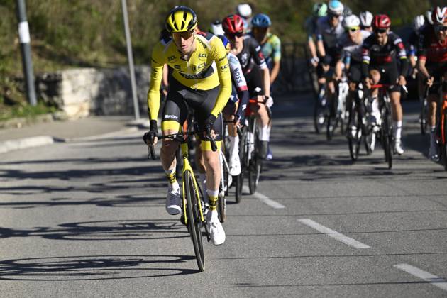 Paris - Nice 2025 - stage 8 NICE, FRANCE - MARCH 16 : Jorgenson Matteo (USA) of Team Visma Lease A Bike attacking during stage 8 and final stage of the 83th edition of the Paris - Nice cycling race, a stage of 119,9km with start and finish in Nice on March 16, 2025 in Nice, France, 16 03 2025 ( Motordriver Kenny Verfaillie - Nice France  Copyright: xNicoxVereeckenx