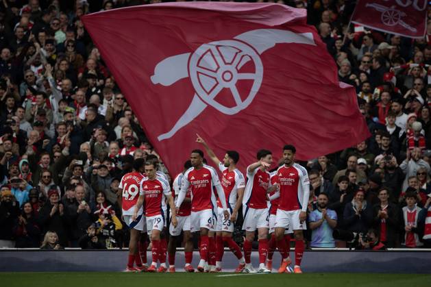 Arsenal FC v Chelsea FC - Premier League LONDON, ENGLAND - MARCH 16: Mikel Merino of Arsenal celebrates scoring with his team mates during the Premier League match between Arsenal FC and Chelsea FC at Emirates Stadium on March 16, 2025 in London, England. London Emirates Stadium England United Kingdom Copyright: xVisionhausx 776173156