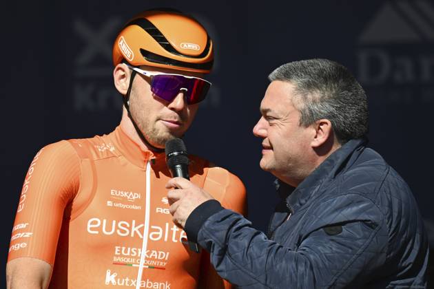 Danilith Nokere Koerse 2025 cycling race NOKERE, BELGIUM - MARCH 19 : Dekker David (NED) of Euskaltel - Euskadi during the Men Elite UCI 1.Pro 78th Danilith Nokere Koerse cycling race with start in Deinze and finish in Nokere (188,2 km) on March 19, 2025 in Nokere, Belgium, 19 03 2025 ( Motordriver Rodrique Verfaillie & Nokere Belgium  Copyright: xTomasxSiskx