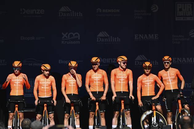 Danilith Nokere Koerse 2025 cycling race NOKERE, BELGIUM - MARCH 19 : team Euskaltel - Euskadi during the Men Elite UCI 1.Pro 78th Danilith Nokere Koerse cycling race with start in Deinze and finish in Nokere (188,2 km) on March 19, 2025 in Nokere, Belgium, 19 03 2025 ( Motordriver Rodrique Verfaillie & Nokere Belgium  Copyright: xTomasxSiskx