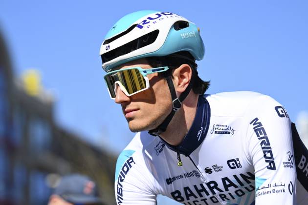 Danilith Nokere Koerse 2025 cycling race NOKERE, BELGIUM - MARCH 19 : Olivo Bryan (ITA) of Bahrain - Victorious during the Men Elite UCI 1.Pro 78th Danilith Nokere Koerse cycling race with start in Deinze and finish in Nokere (188,2 km) on March 19, 2025 in Nokere, Belgium, 19 03 2025 ( Motordriver Rodrique Verfaillie & Nokere Belgium  Copyright: xTomasxSiskx