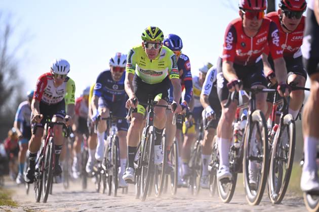 Danilith Nokere Koerse 2025 cycling race NOKERE, BELGIUM - MARCH 19 : riedr of Wagner Bazin WB during the Men Elite UCI 1.Pro 78th Danilith Nokere Koerse cycling race with start in Deinze and finish in Nokere (188,2 km) on March 19, 2025 in Nokere, Belgium, 19 03 2025 ( Motordriver Rodrique Verfaillie & Nokere Belgium  Copyright: xTomasxSiskx