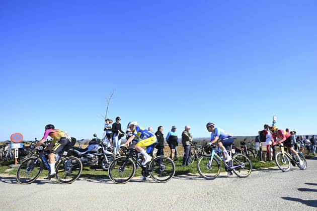Danilith Nokere Koerse 2025 cycling race NOKERE, BELGIUM - MARCH 19 : Colman Alex (BEL) of Team Flanders - Baloise, Wallin Rasmus Bogh (DEN) of Uno-X Mobility, Teugels Lennert (BEL) of Tarteletto - Isorex, Johannink Jelle (NED) of Unibet Tietema Rockets, during the Men Elite UCI 1.Pro 78th Danilith Nokere Koerse cycling race with start in Deinze and finish in Nokere (188,2 km) on March 19, 2025 in Nokere, Belgium, 19 03 2025 ( Motordriver Rodrique Verfaillie & Nokere Belgium  Copyright: xTomasxSiskx