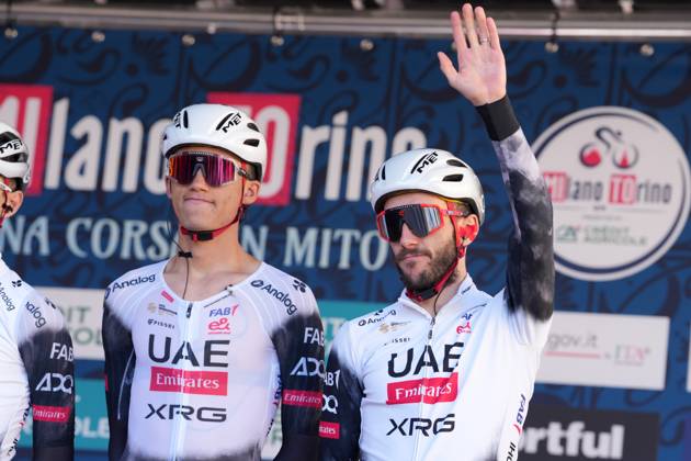 Del Toro Romero Isaac Uae Team Emirates Xrg and Yates Adam Richard Of Uae Team Emirates Xrgduring the men s elite race of the Milano-Torino one day cycling race (174km) from Rho to Torino (Superga) - North West Italy- Wednesday, March 19, 2025. - cycling .  Copyright: xGianxMattiaxD Alberto LaPressex