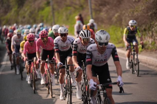 The pacjk rides during the men s elite race of the Milano-Torino one day cycling race (174km) from Rho to Torino (Superga) - North West Italy- Wednesday, March 19, 2025. - cycling .  Copyright: xMarcoxAlpozzi LaPressex