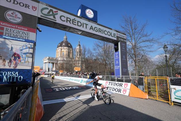 Del Toro Romero Isaac Uae Team Emirates Xrg winner of the race during the men s elite race of the Milano-Torino one day cycling race (174km) from Rho to Torino (Superga) - North West Italy- Wednesday, March 19, 2025. - cycling .  Copyright: xGianxMattiaxD Alberto LaPressex